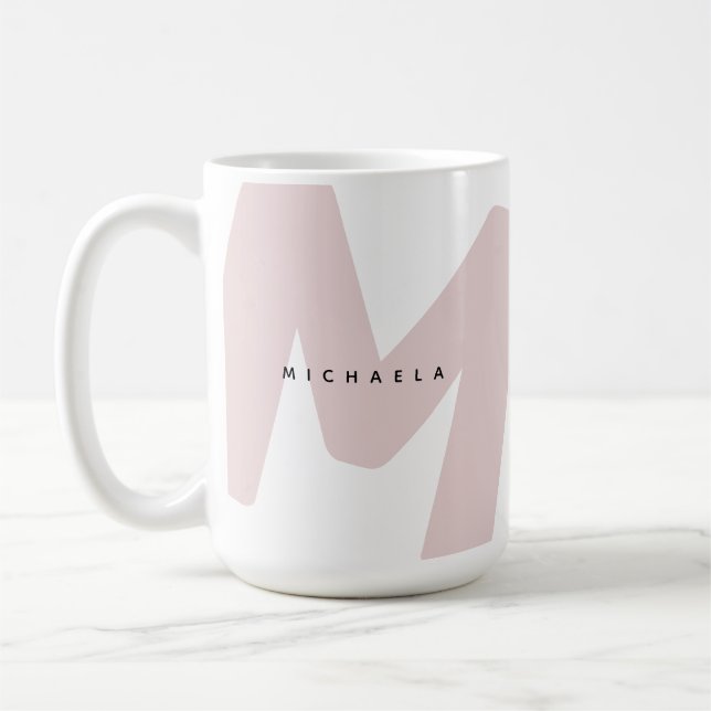 Caneca De Café Inicial e Nome Monogramados Oversized Modernos (Esquerda)
