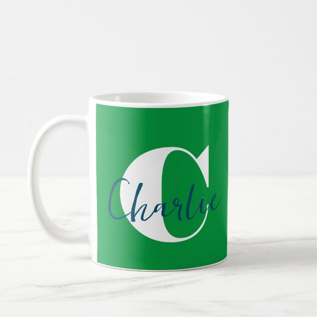 Caneca De Café Inicial + Nome Personalizado - Fácil de Personaliz (Esquerda)
