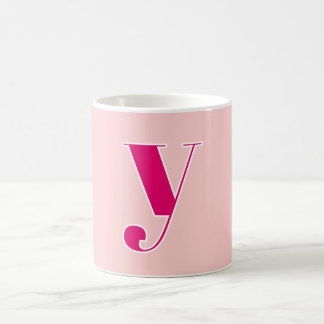 Caneca De Café Inicial Personalizada de Monograma Rosa e Fuchsia 