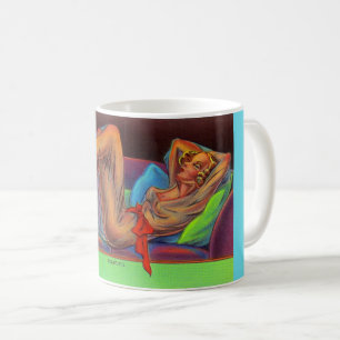 Caneca De Café início da década de 1940 Linda menina dos alfinete