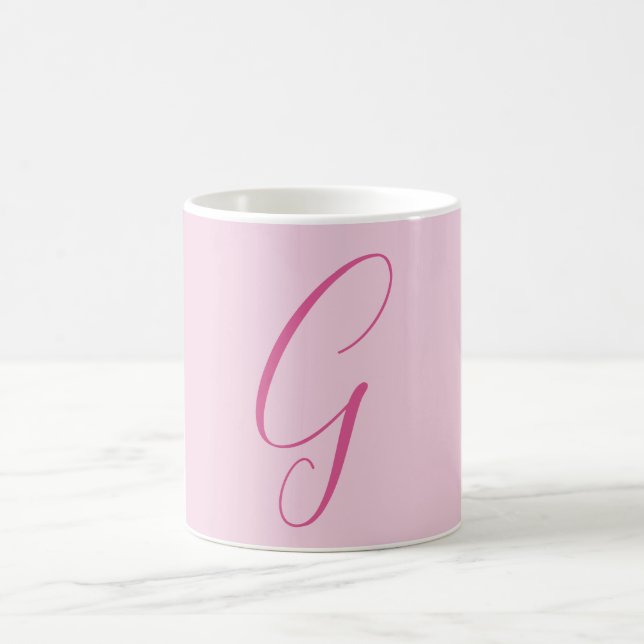Caneca De Café Initial Letter Monogram Light Pink Plain Chic (Centro)