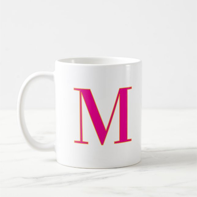 Caneca De Café Initial Letter Monogram Modern Trendy Pink (Esquerda)