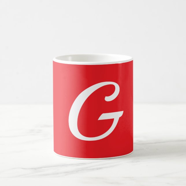 Caneca De Café Initial Letter Monogram Red White Plain Simple (Centro)
