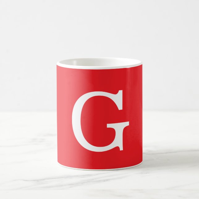 Caneca De Café Initial Letter Monogram Red White Plain Simple (Centro)