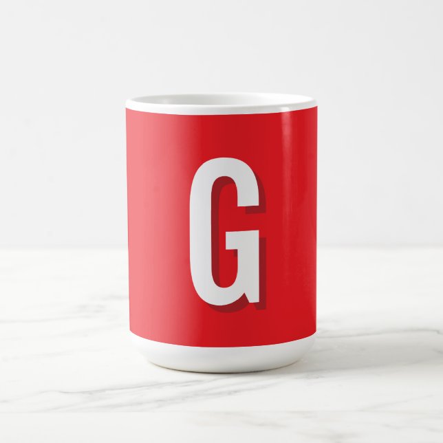 Caneca De Café Initial Letter Monogram Red White Plain Simple (Centro)