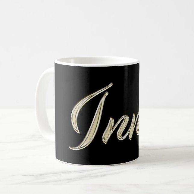 Caneca De Café Inna white gold Handwriting Tasse Kaffeetasse (Frente Esquerda)