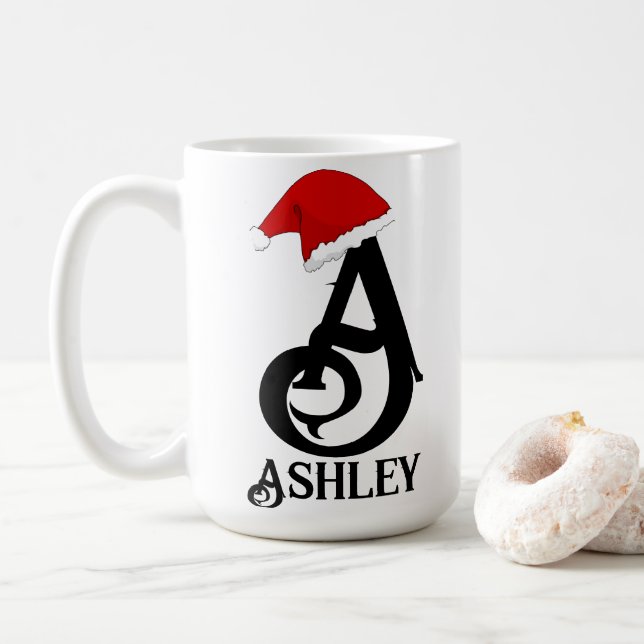 Caneca De Café Inscrição personalizada de nomes,monograma Natal (Com Donut)