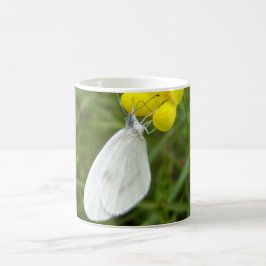 Caneca De Café Inseto de borboleta branca de madeira