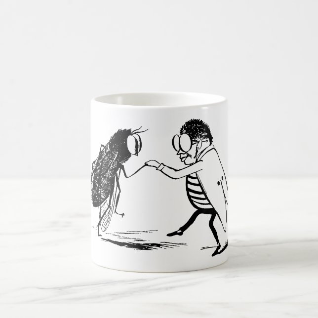 Caneca De Café Insetos Antigos Dançando; Mosca Azulada (Centro)