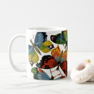 Caneca De Café Insetos ou Bugs antigos, belas borboletas