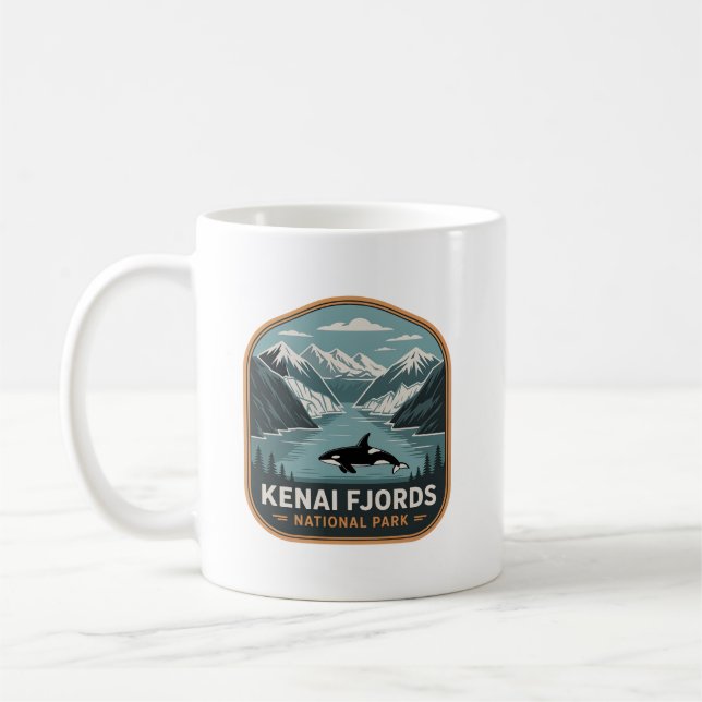 Caneca De Café Insígnia de Orca do Parque Nacional Kenai Fjords (Esquerda)
