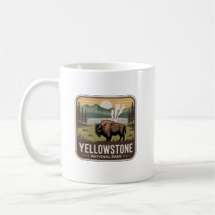 Caneca De Café Insígnia do Bisonte e Gêiser do Parque Nacional de