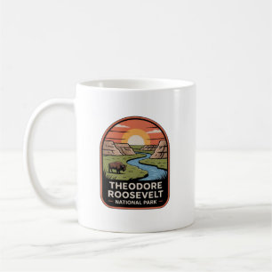 Caneca De Café Insígnia Retro do Parque Nacional Theodore Rooseve