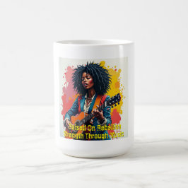 Caneca De Café Inspiração de Arte Guitarista de Mulher Negra Pers