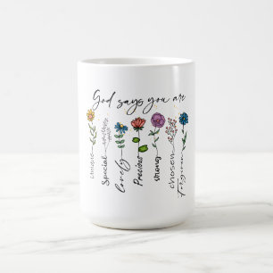 Caneca De Café Inspiração de Versículo Bíblico Flor Silvestre Cot