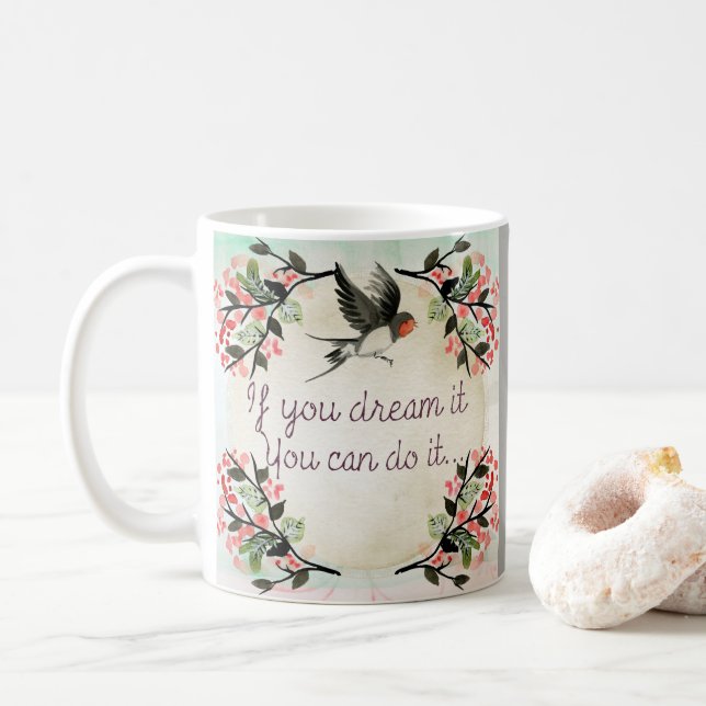 Caneca De Café Inspiração Se Você Sonha Com Aquarela (Com Donut)
