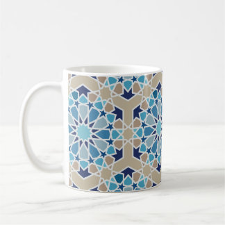 Caneca De Café Inspirado pelos Azulejos árabes Beige e Blue