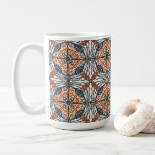Caneca De Café Inspirado turco: Marinho texturizado e Terracotta