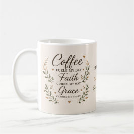 Caneca de Café Inspirador Coffee, Faith & Grace