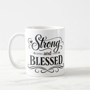 Caneca de Café Inspirador Forte e Abençoado