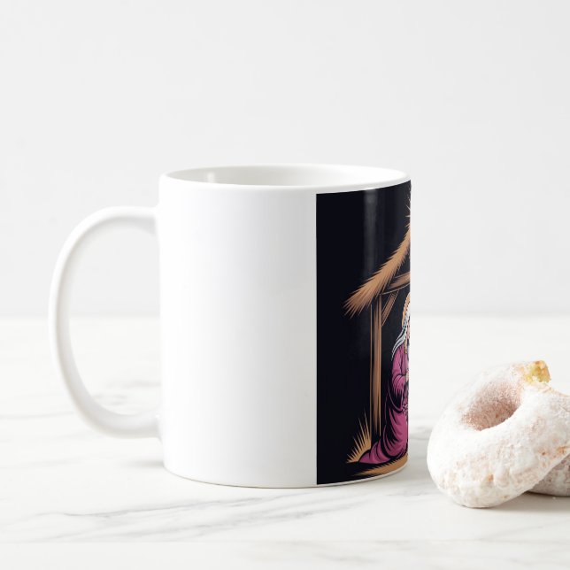 Caneca de café inspiradora da cruz de Natal cristã (Com Donut)