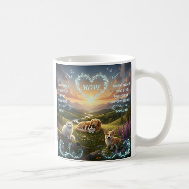 Caneca De Café Inspirational Pets & Nature: Motivational Quotes A (Direita)