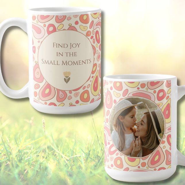 Caneca De Café Inspirational Quote Mug with Custom Photo  (Inspirational Quote Mug with Custom Photo | Find Joy in the Small Moments)