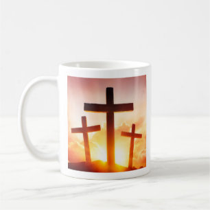Caneca De Café Inspirational Three Crosses Silhouette Religioso