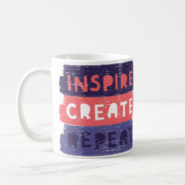 Caneca De Café Inspire Create Repeat Mug – Motivational Artistic