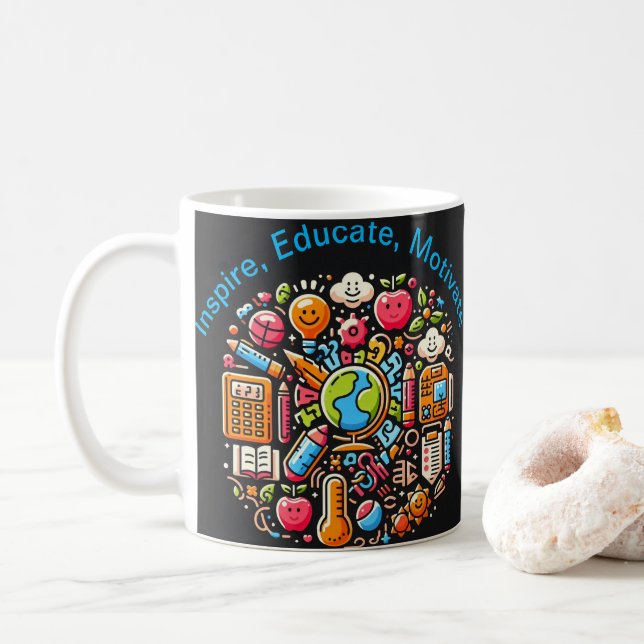 Caneca De Café Inspire, Educe, Motive Coffee Mug (Com Donut)