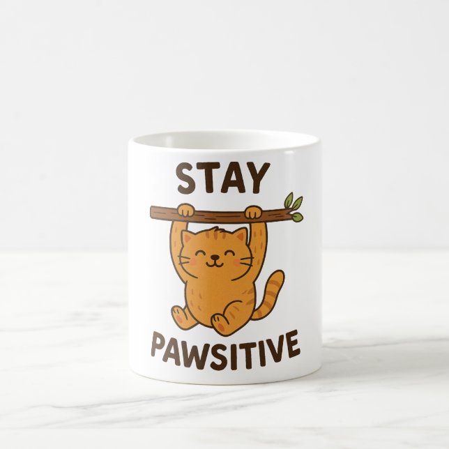 Caneca De Café  Inspiring "Stay pawsitive" Quote Print (Centro)