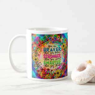 Caneca De Café Inspirivência de Cotação Floral Colorida Personali