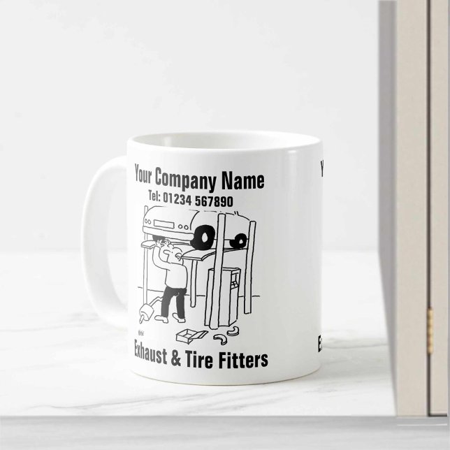 Caneca De Café Instaladores de Escape e Pneus. Mecânico de Oficin (Criador carregado)