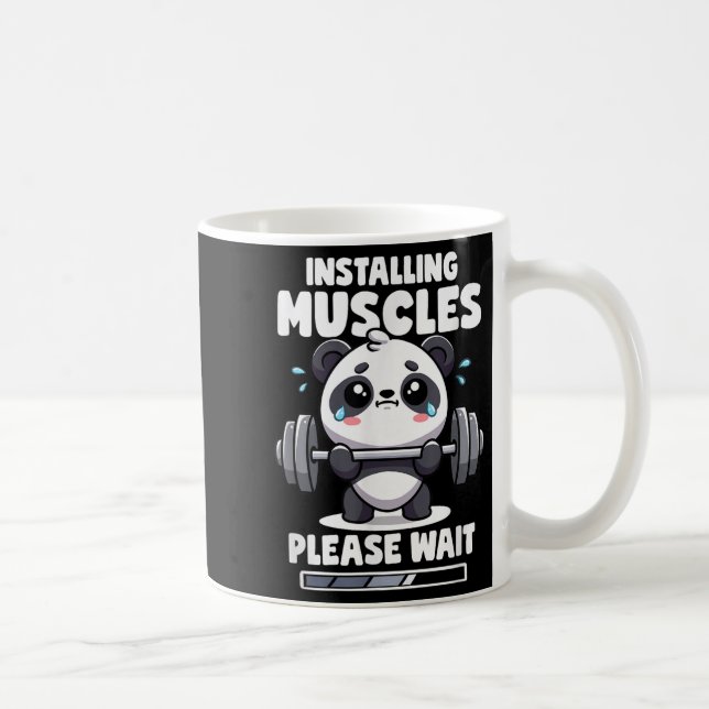 Caneca De Café Instale Músculos Aguarde Panda Levantando Gym Q (Direita)
