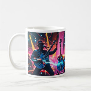 Caneca De Café instrumentos musicais abstrato retro pop