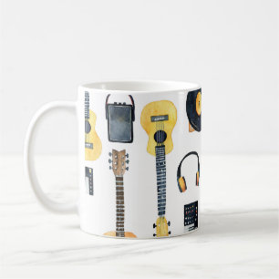 Caneca De Café Instrumentos Musicais: Aquarela Sem Costura