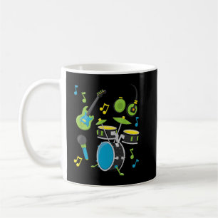 Caneca De Café Instrumentos Musicais Guitarra Bateria