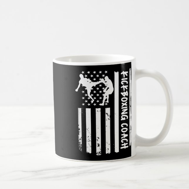 Caneca De Café Instrutor de Kickboxing Bandeira Americana Mulhere (Direita)