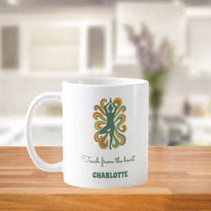 Caneca De Café Instrutor de yoga redemoinhos retrô citação nome