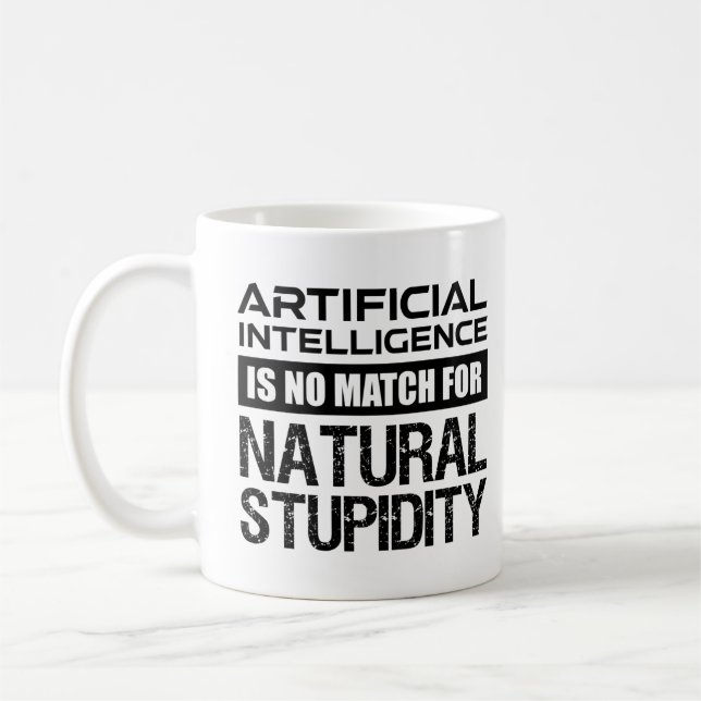 Caneca De Café Inteligência Artificial Estupidez Natural Engraçad (Esquerda)