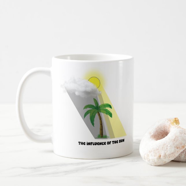 Caneca De Café Interação entre luz solar e nuvem com uma Palm Tre (Com Donut)
