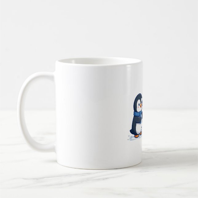 Caneca De Café Intercâmbio de Presentes de Pinguins Arte de Natal (Esquerda)