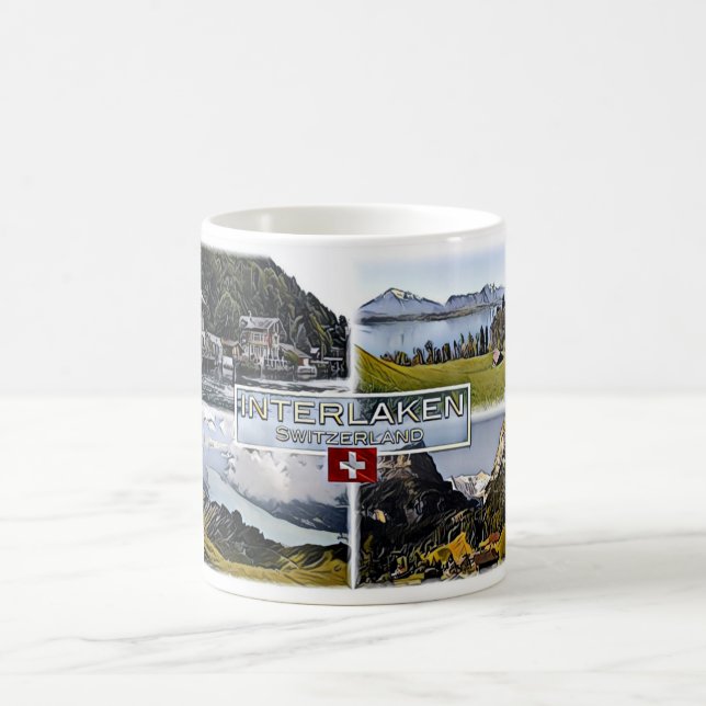 Caneca De Café Interlaken - Suiça - Mosaico - (Centro)