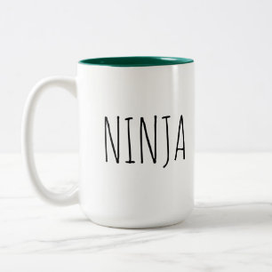 Caneca de café interna do interior verde de Ninja