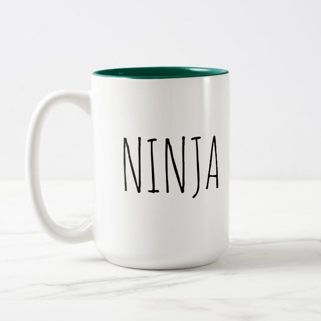 Caneca de café interna do interior verde de Ninja (Esquerda)