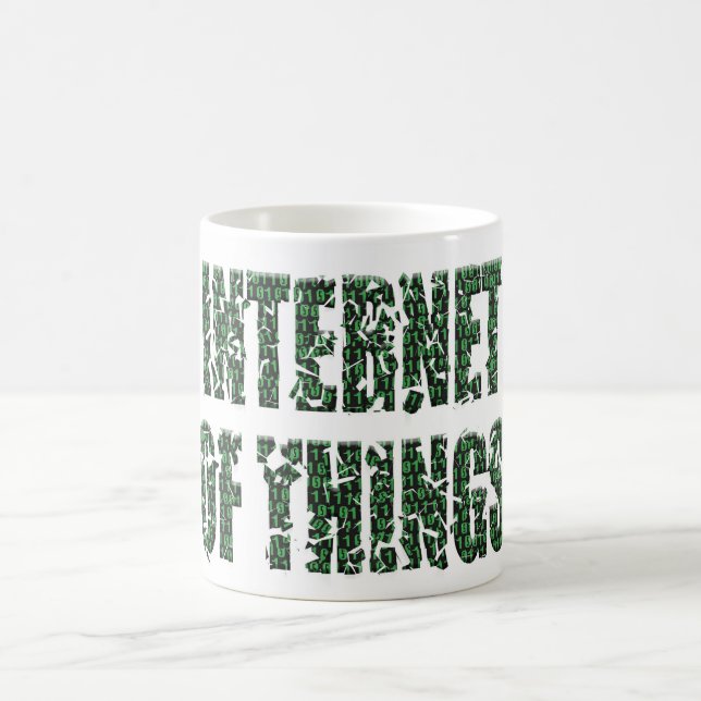 Caneca De Café Internet of things with an overlay of binary code  (Centro)
