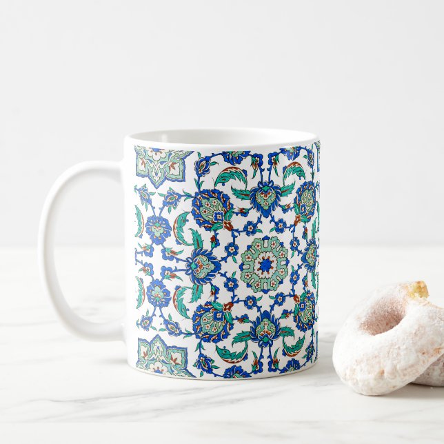 Caneca De Café Intrate Ottoman Turkiye Iznik Padrão Floral (Com Donut)