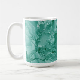 Caneca De Café Intricate Marble Pattern in Rich Teal and Green