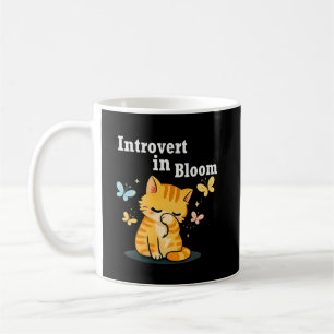 Caneca De Café Introvertido em Flor Cute Cat- Estética Introverti