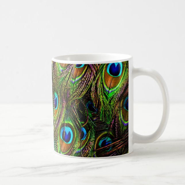 Caneca De Café Invasão de Penas de Peacock (Direita)
